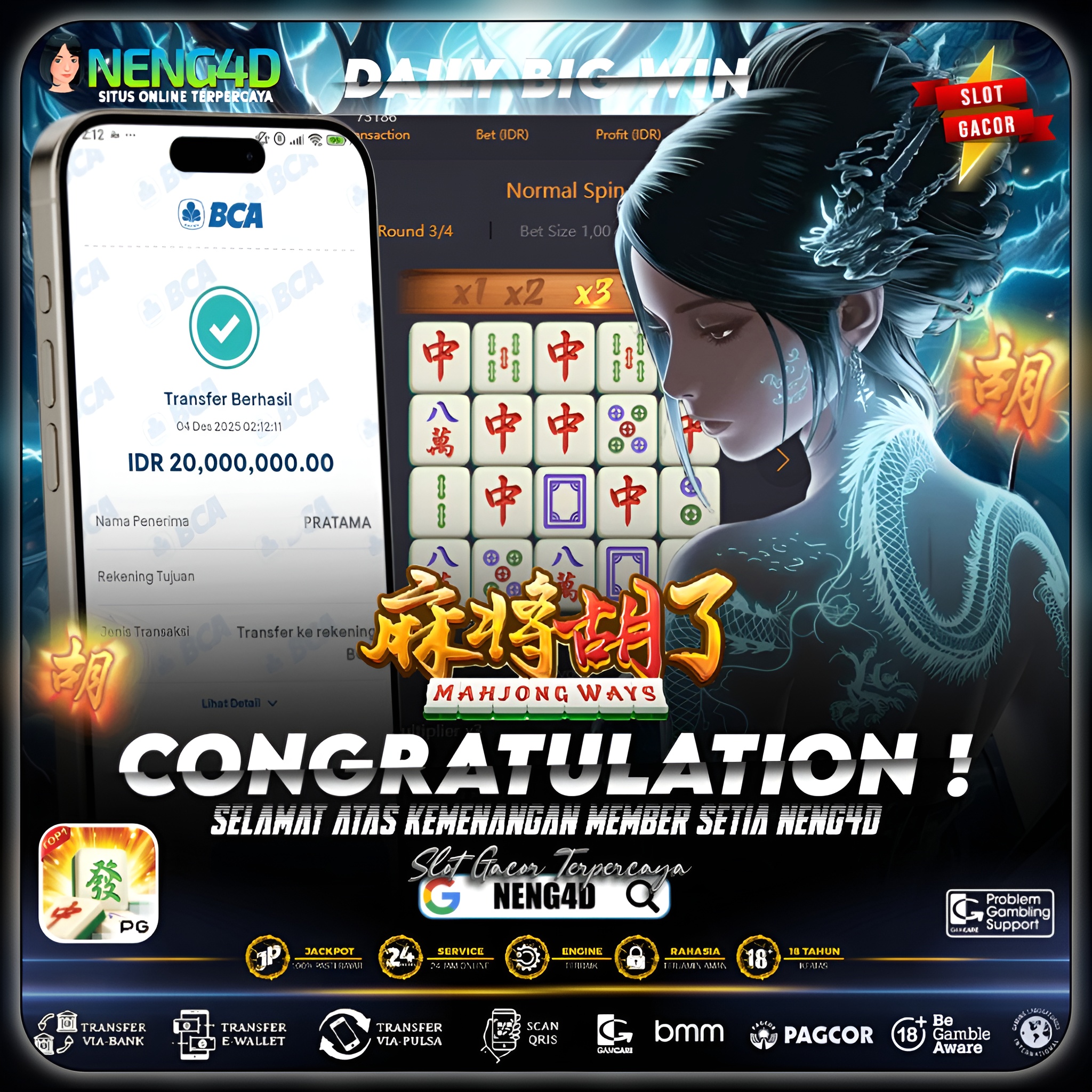 MEMBER NENG4D BORONG 20 JUTA DI MAHJONG WAYS PG SOFT