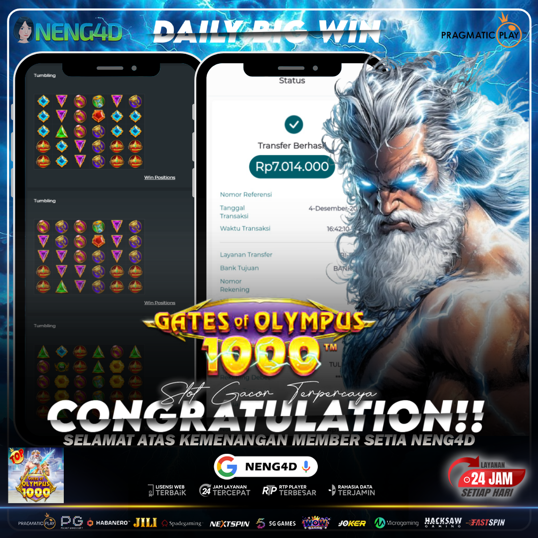 MEMBER SETIA NENG4D BERHASIL RAIH 7 JUTA DI GATES OF OLYMPUS 1000 PRAGMATIC PLAY