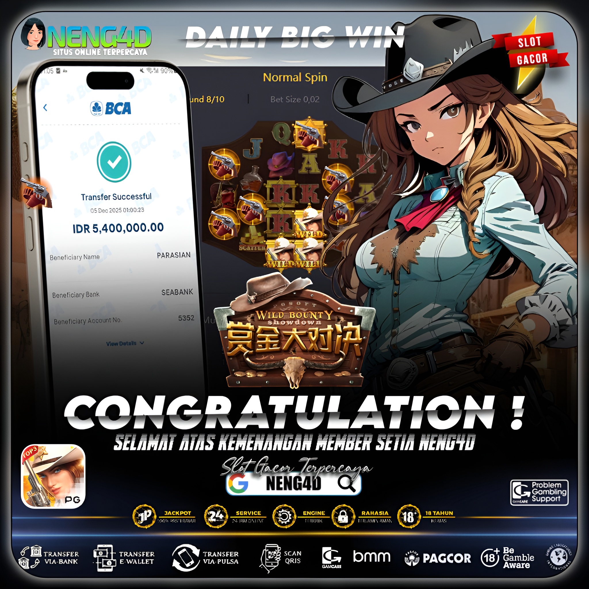 KEMENANGAN 5 JUTA MEMBER NENG4D DI WILD BOUNTY SHOWDOWN