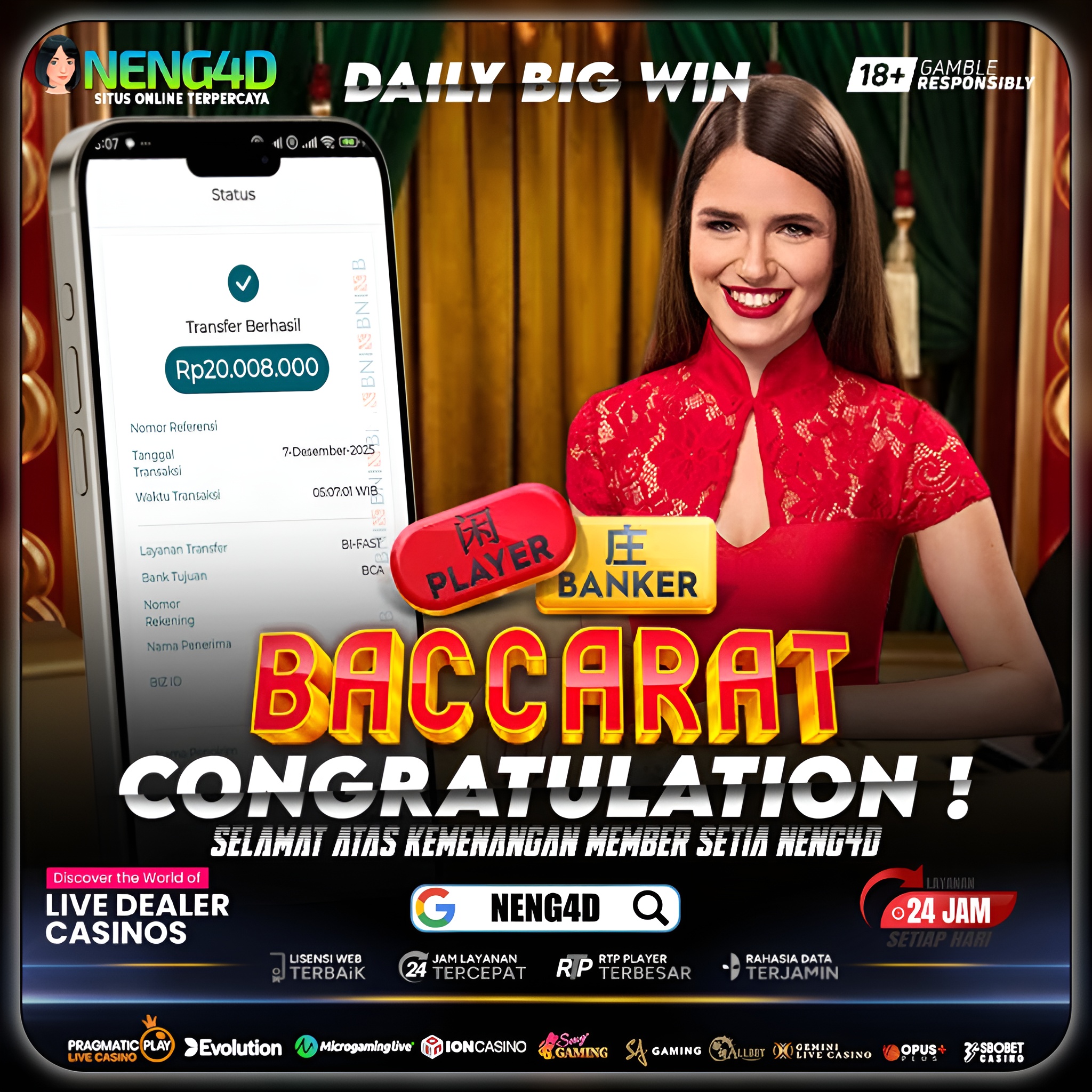 MEMBER NENG4D MENANG 20 JUTA DI SPEED BACCARAT