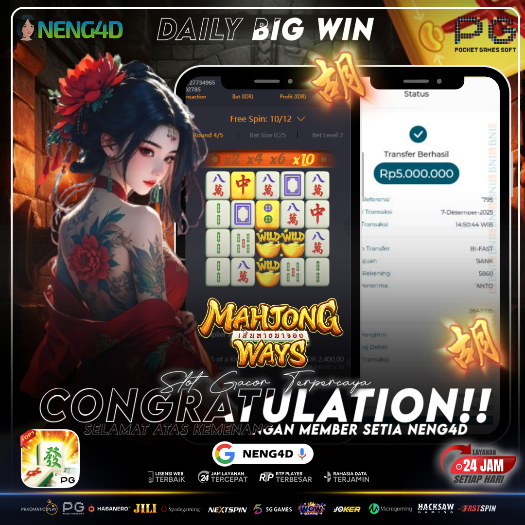 MEMBER NENG4D AMANKAN 5 JUTA DI MAHJONG WAYS PG SOFT