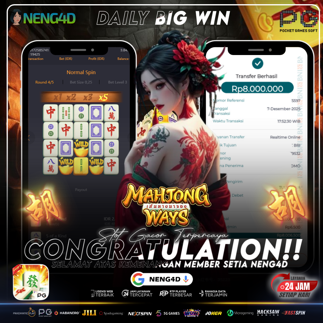 MEMBER NENG4D MENANG 8 JUTA DI MAHJONG WAYS