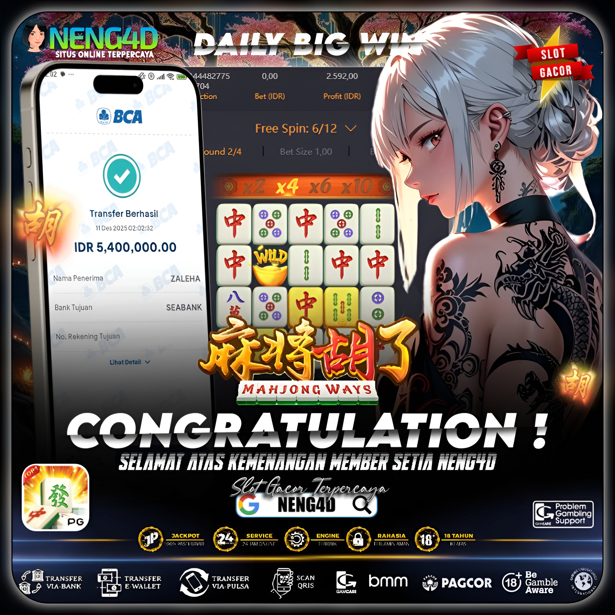 MEMBER SETIA NENG4D MENANG 5 JUTA DI MAHJONG WAYS PG SOFT