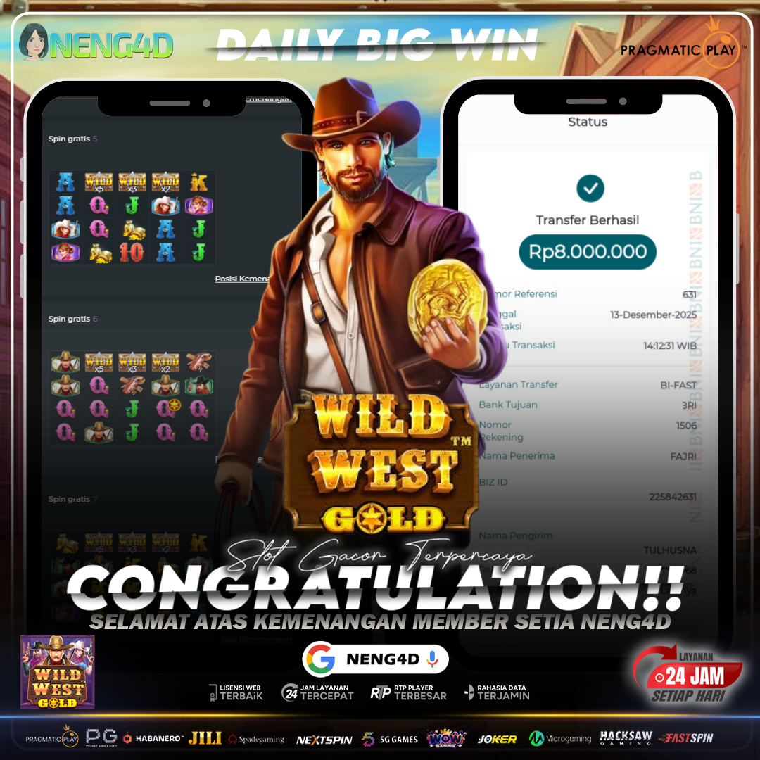 Kemenangan 8 Juta Member Setia NENG4D di Permainan Wild West Gold Pragmatic Play