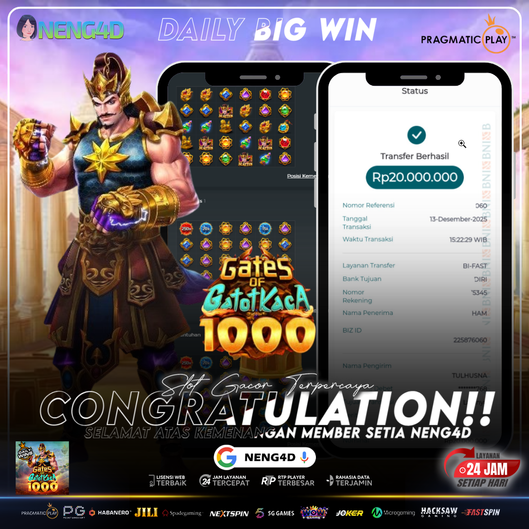 Kemenangan 20 Juta Member Setia NENG4D di Permainan Gates of Gatot Kaca 1000 Pragmatic Play