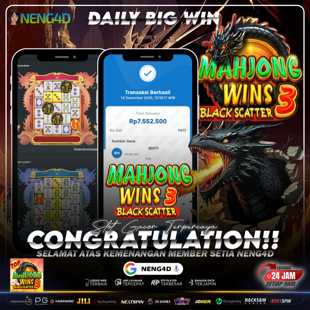 KILAU HITAM MENGGEMPARKAN! MEMBER NENG4D RAIH 7,5 JUTA DI MAHJONG WINS 3 – BLACK SCATTER!