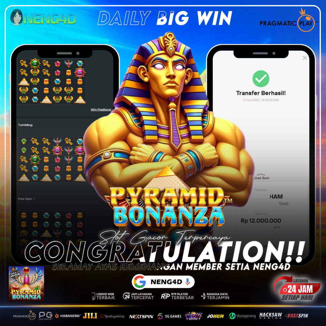 MEMBER SETIA NENG4D MENANG 12 JUTA DI PYRAMID BONANZA PRAGMATIC PLAY