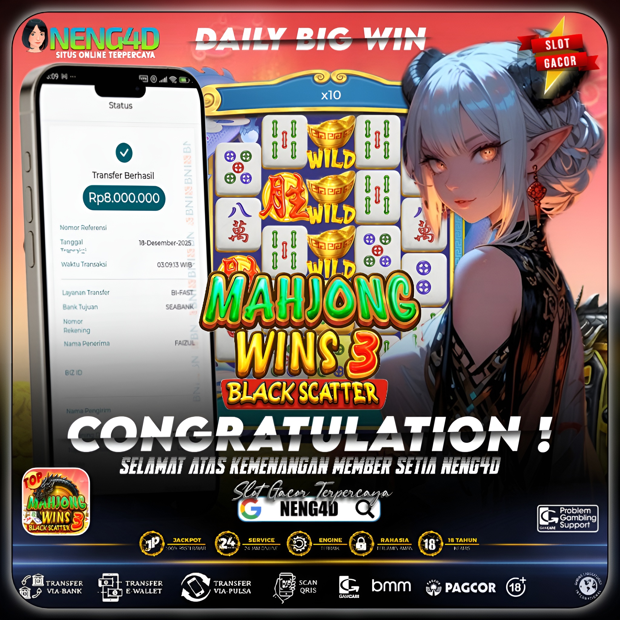 KEMENANGAN SPEKTAKULER MAHJONG WINS 3 8JT