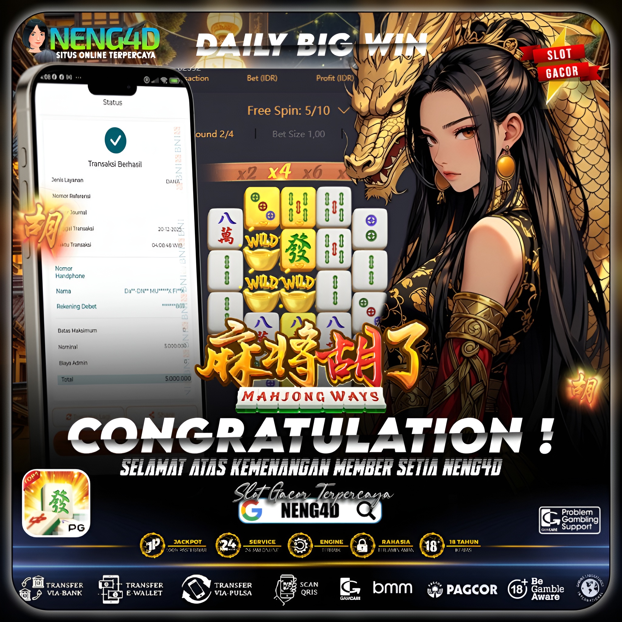 KEMENANGAN BERUNTUNG MAHJONG WAYS 5JT