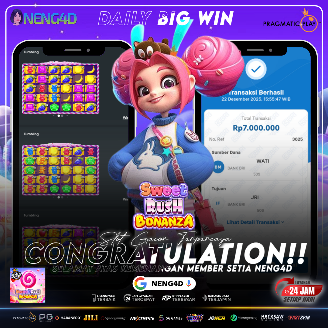 MENANG 7 JUTA MAIN DI SWEET RUSH BONANZA PRAGMATIC PLAY