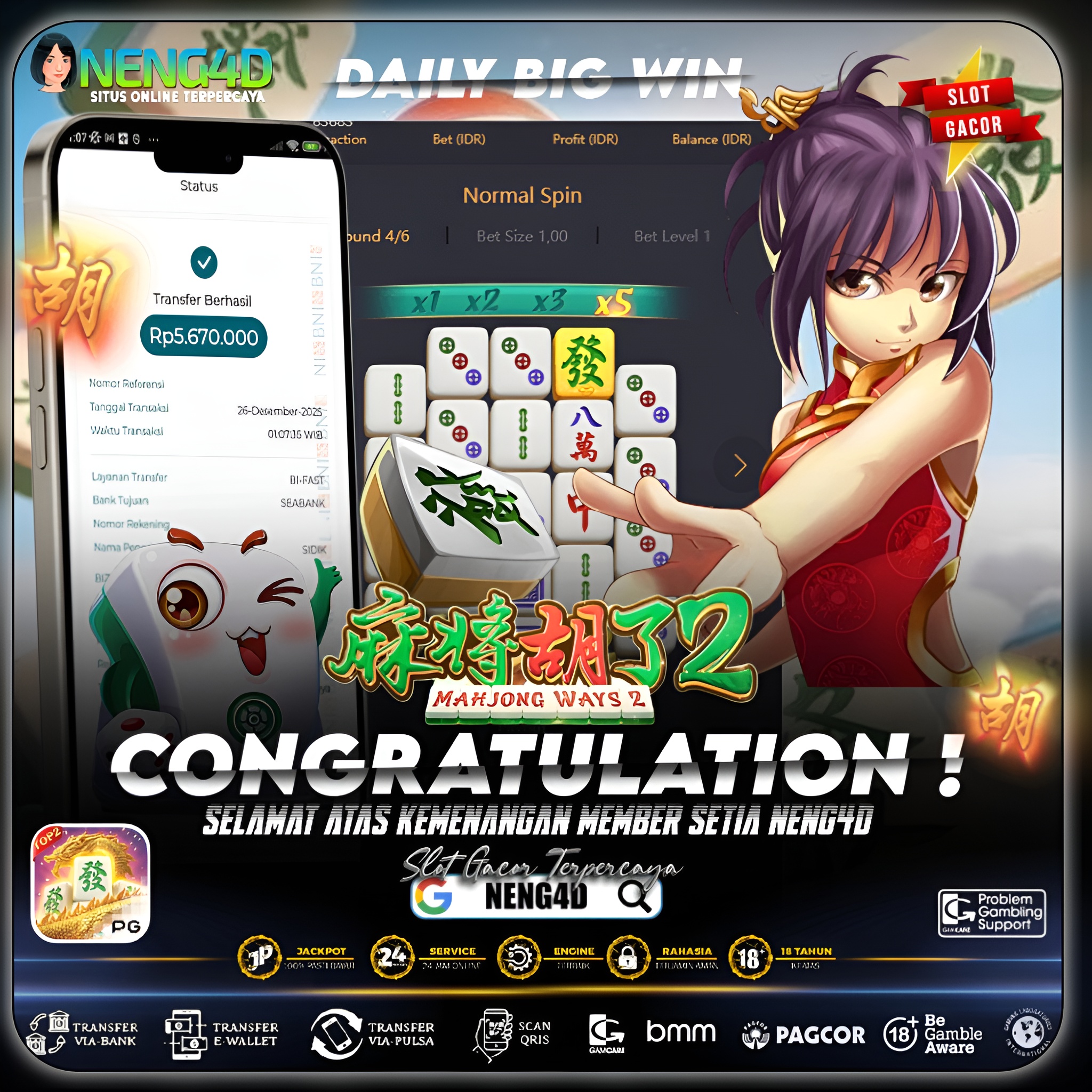 MAHJONG WAYS 2 PANAS, MENANG 5 JUTA DI PG SOFT