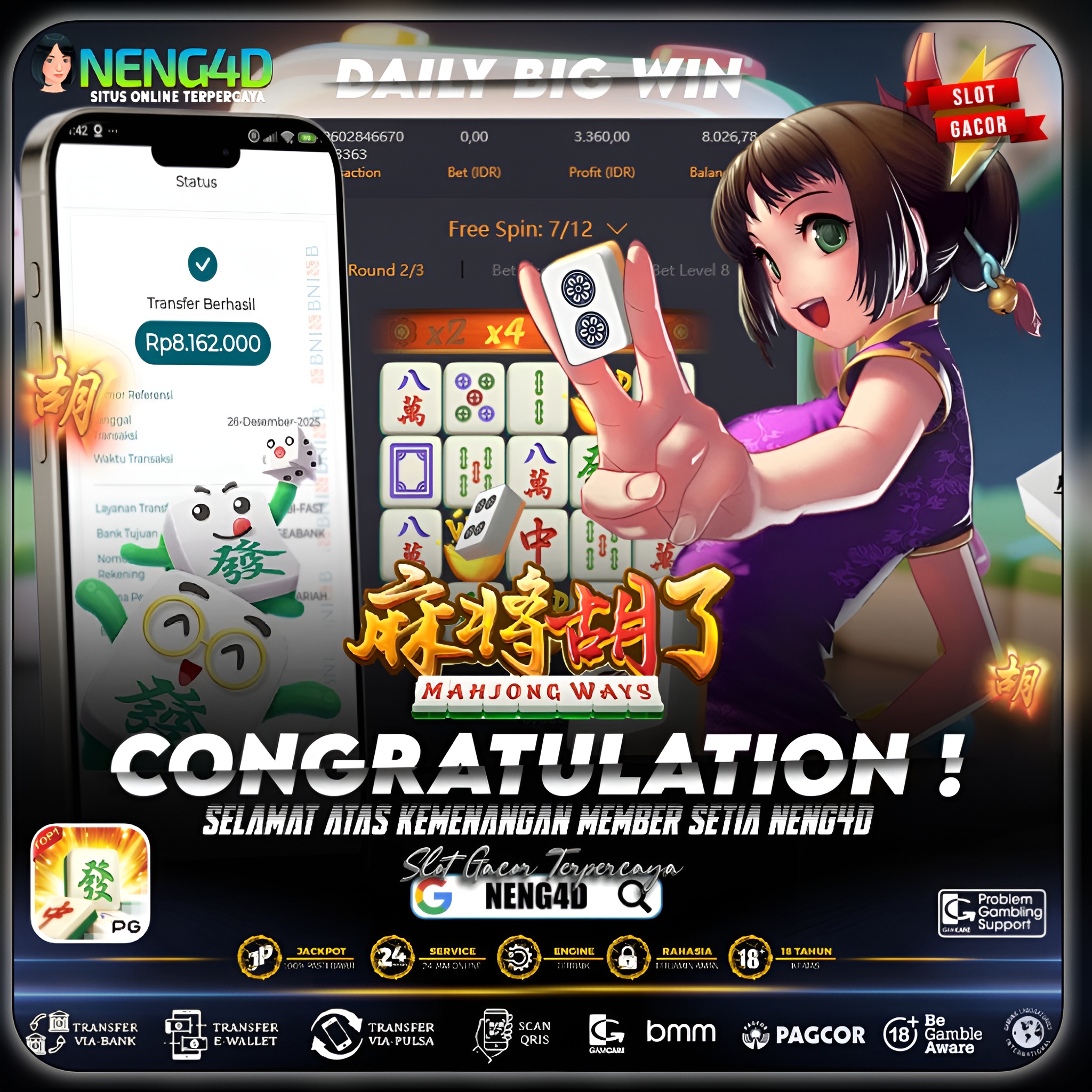 MAHJONG WAYS KEMBALI PANAS, MENANG 8 JUTA DI PG SOFT