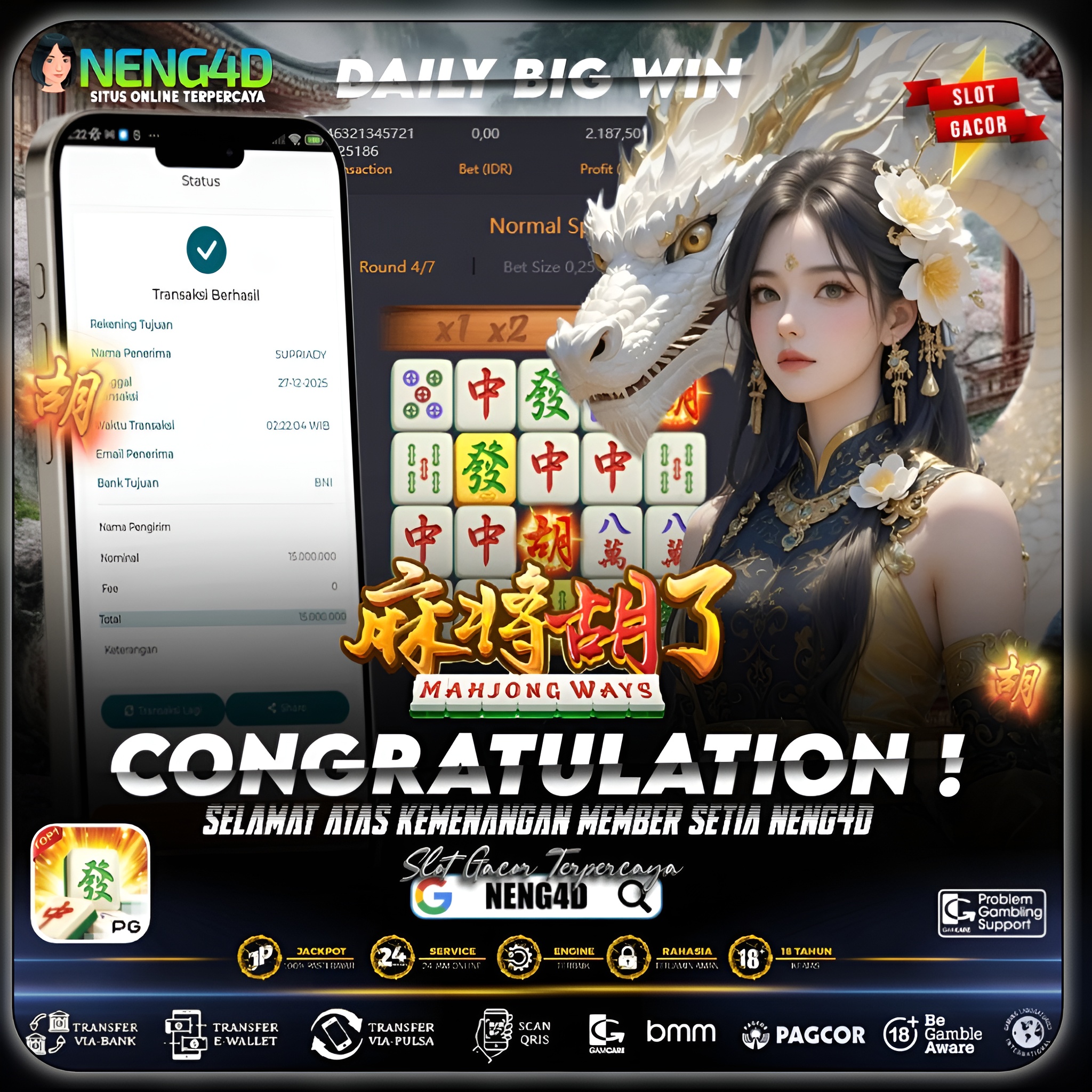 MAHJONG WAYS NAIK LEVEL, MENANG 15 JUTA DI PG SOFT