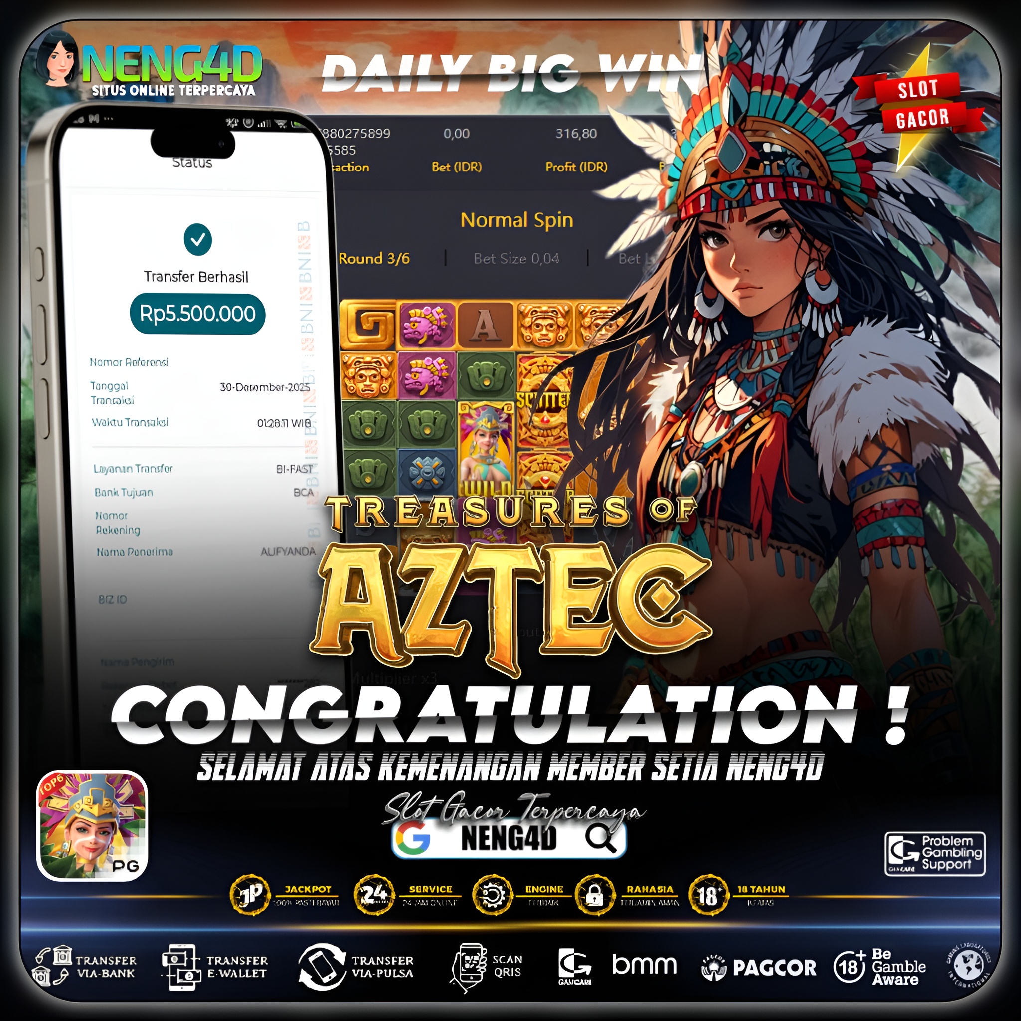 HARTA AZTEC TERKUNCI, MENANG 5 JUTA DI TREASURES OF AZTEC PG SOFT