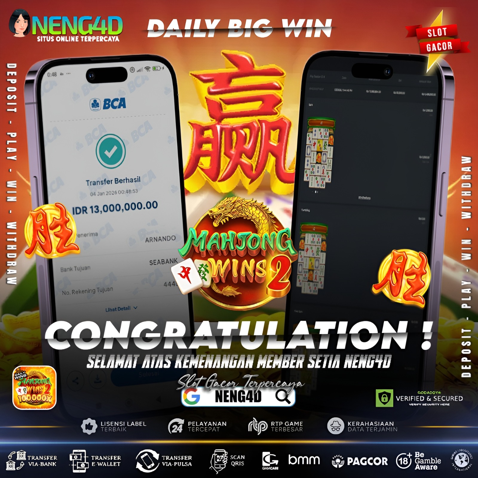 MAHJONG WINS 2 PANAS, MENANG 13 JUTA DI PRAGMATIC PLAY