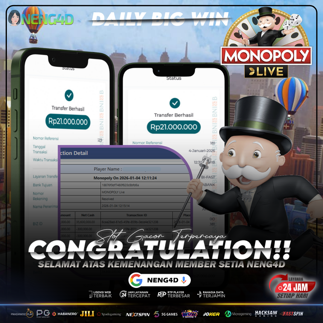 KEMENANGAN 42 JUTA DI MONOPOLY LIVE EVOLUTION GAMING BARENG NENG4D