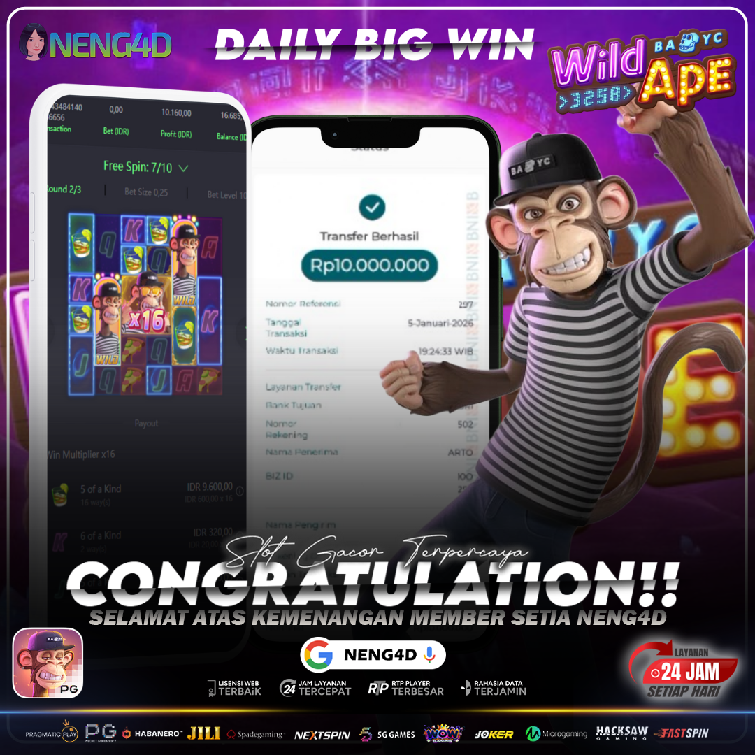 Tembus 10 Juta di Wild Ape #3258 PG Soft, Beneran Gacor