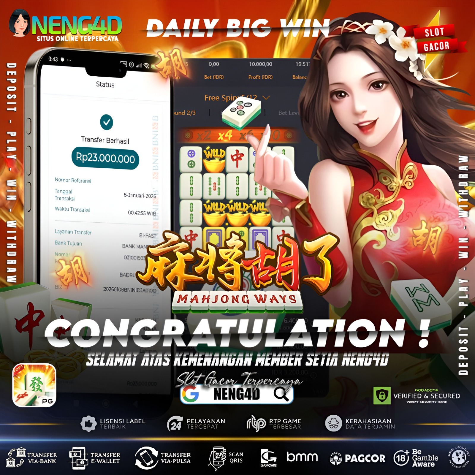 Kemenangan 23 juta di Permainan Mahjong Ways Provider PG Soft