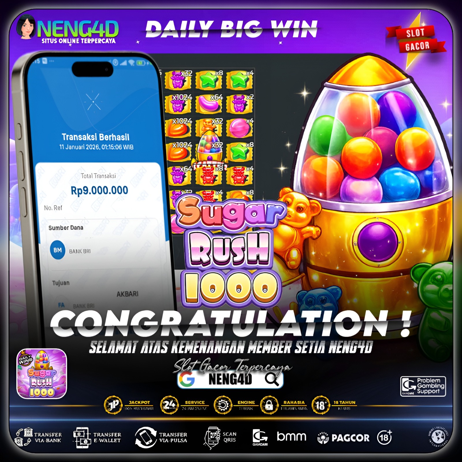 Kemenangan 9 juta di Sugar Ruhs 1000 Provider Pragmatic Play