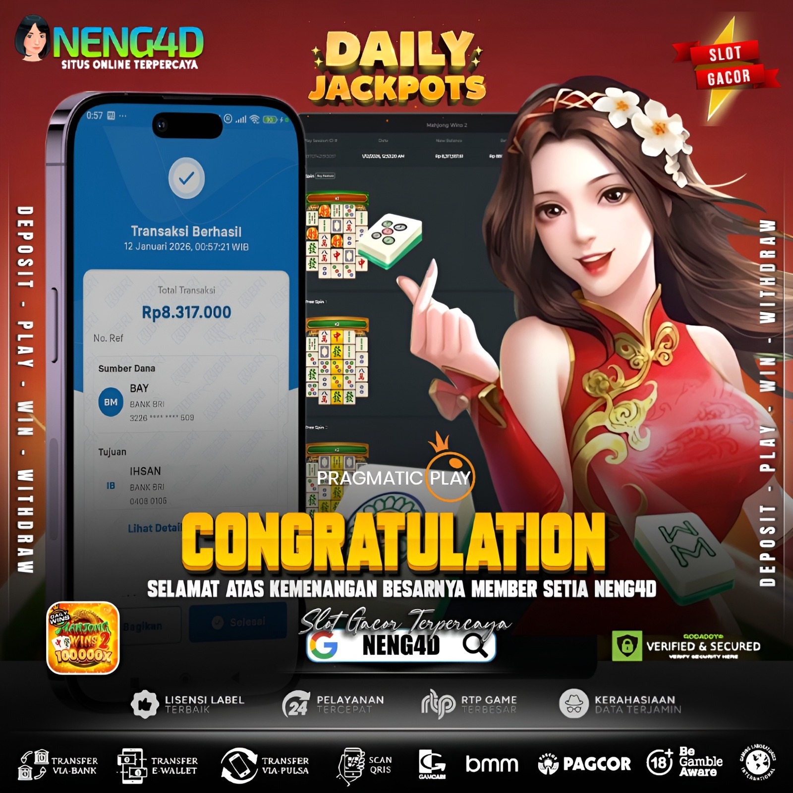 Menang 8 juta di Mahjong Wins 2 Provider Pragmatic Play