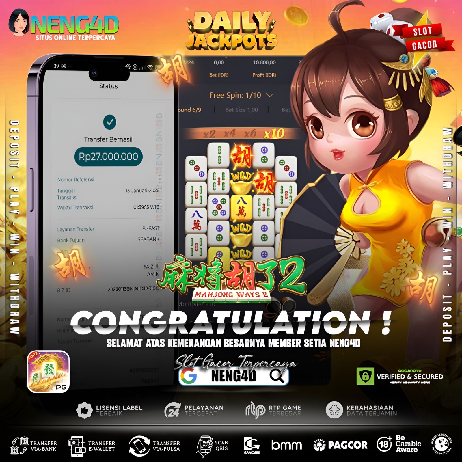 Kemenangan Fantastis di Mahjong Ways 2 Provider PG Soft