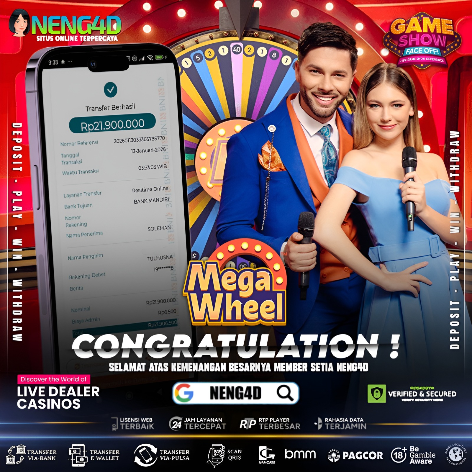 Menang Luar Biasa 21 juta di Mega Wheel Provider Pragmatic Play