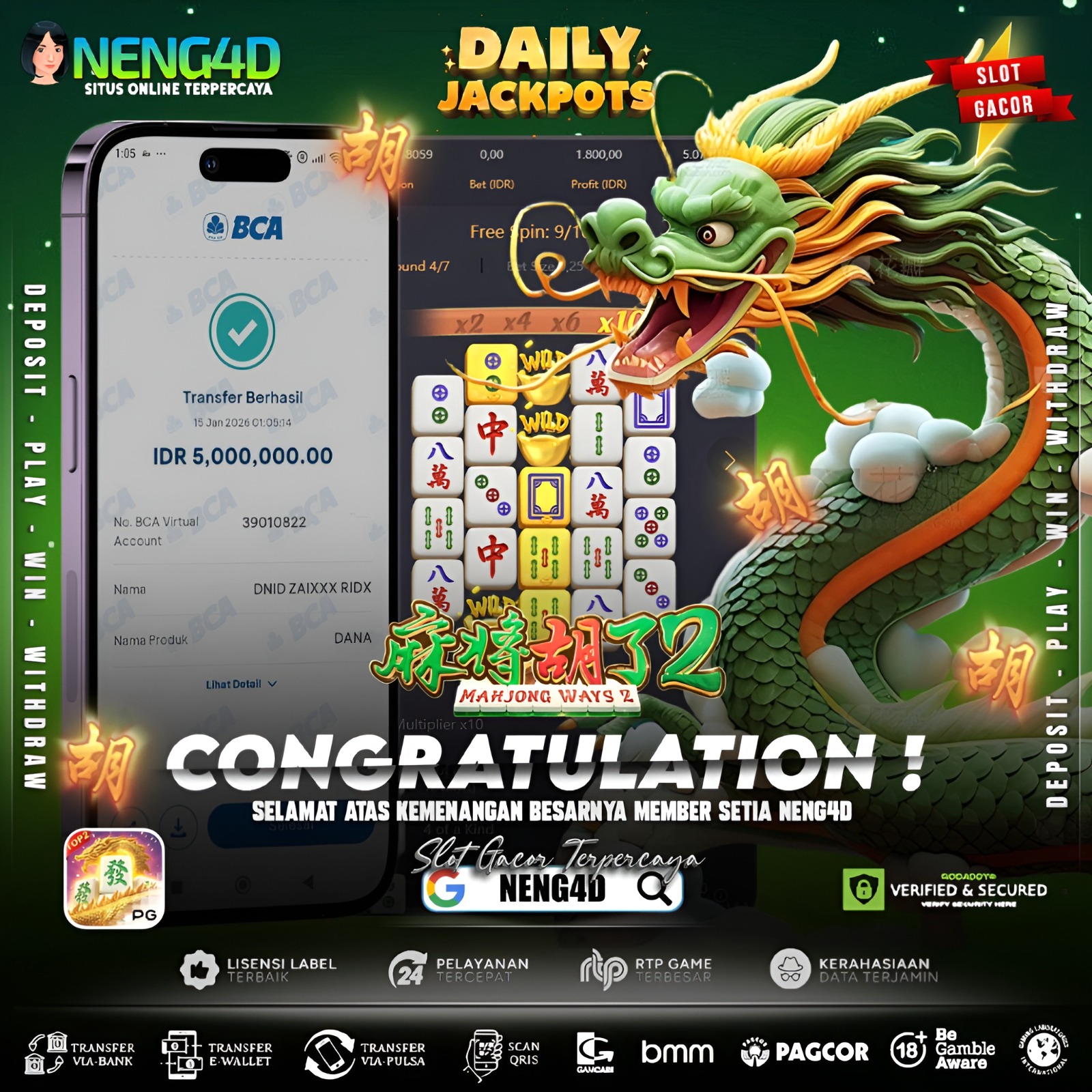 Menang 5 juta di Mahjong Ways 2 Provider PG Soft
