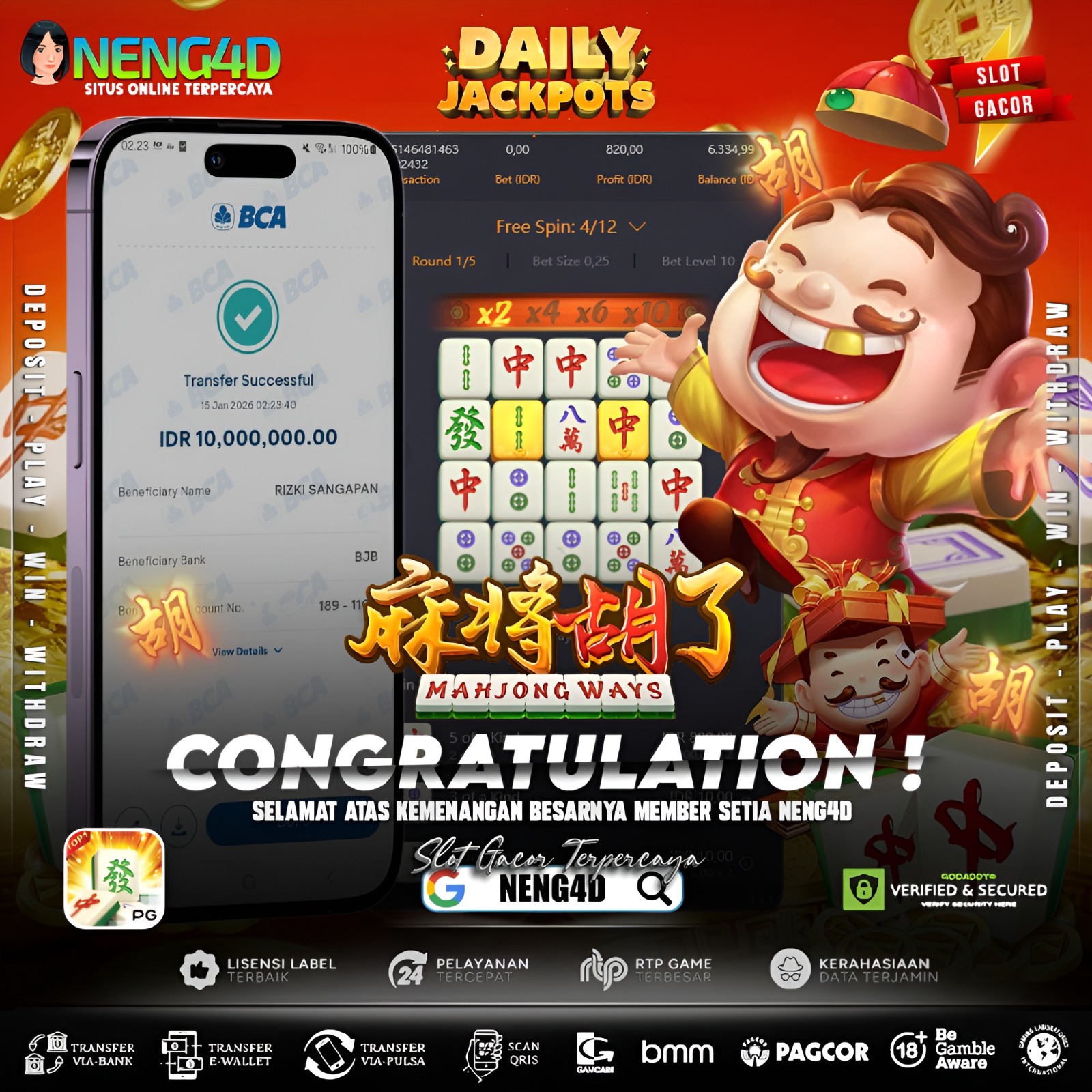 Menang Fantastis 10 juta di Mahjong Ways Provider PG Soft