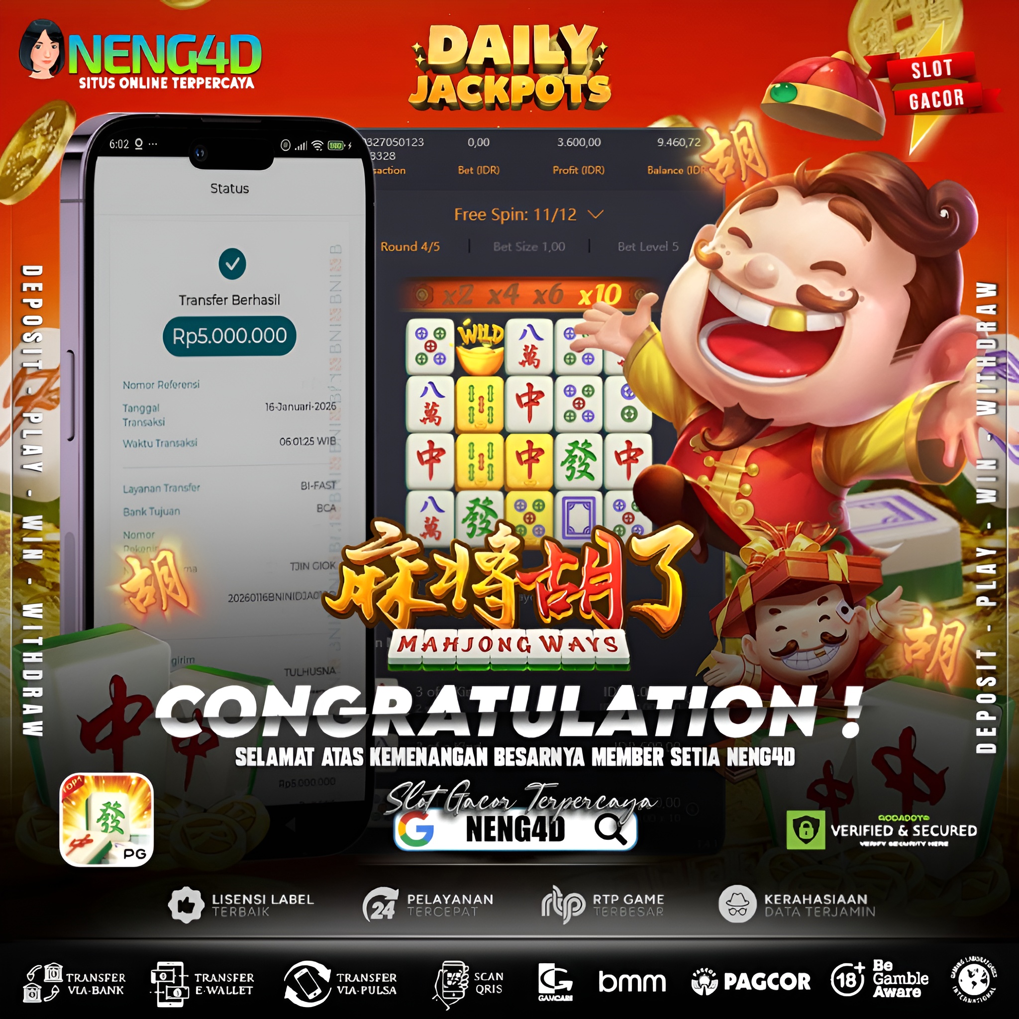 KEMENANGAN MEMBER NENG4D DI MAHJONG WAYS PG SOFT