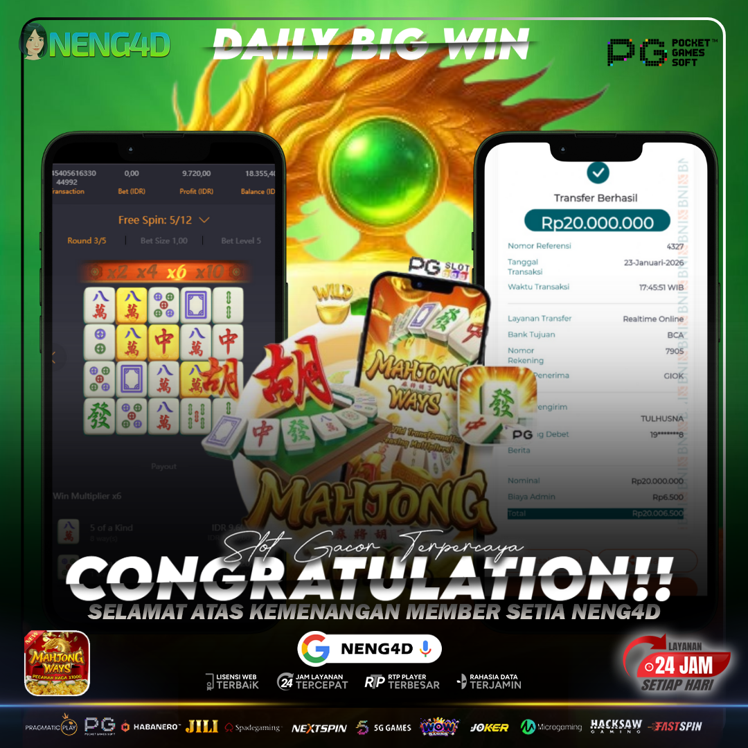 MEMBER NENG4D RAIH KEMENANGAN 20 JUTA DI MAHJONG WAYS PG SOFT