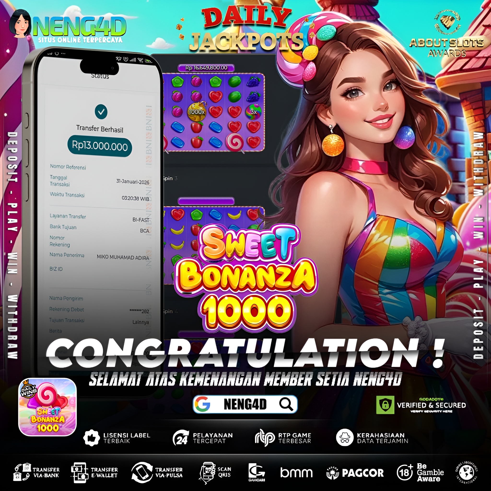 MENANG 13JT MAIN DI SWEET BONANZA 1000 PRAGMATIC PLAY