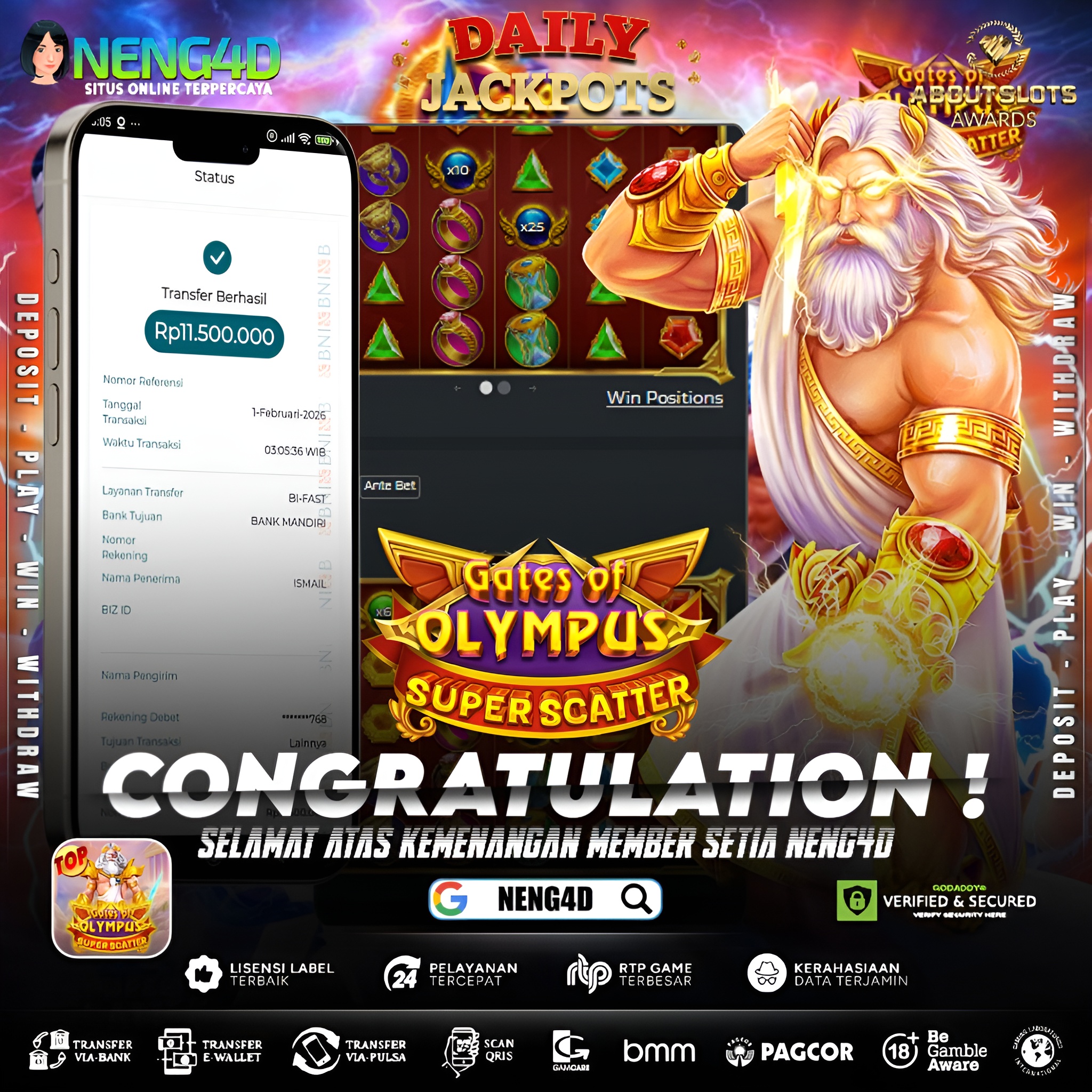 MENANG 11JT MAIN DI GATES OF OLYMPUS SUPER SCATTER PRAGMATIC PLAY