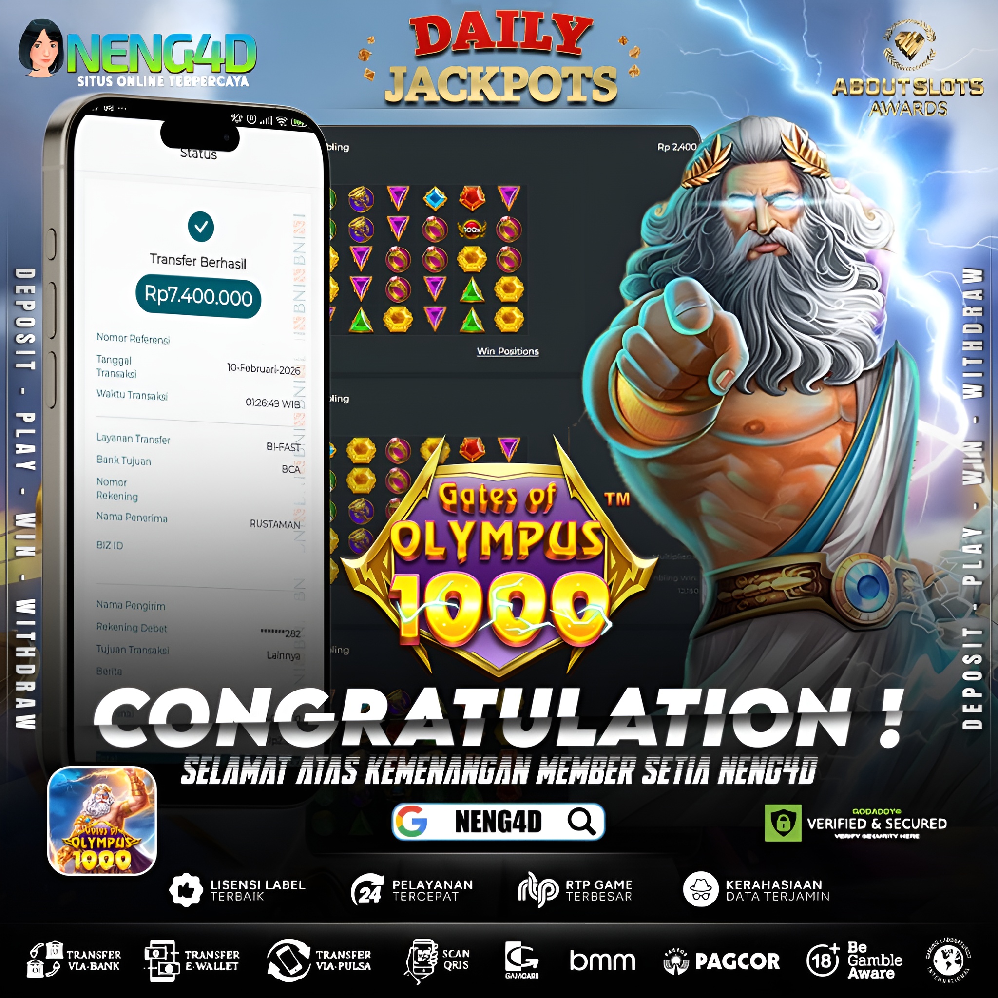 MENANG 7JT MAIN DI GATES OF OLYMPUS 1000 PRAGMATIC PLAY