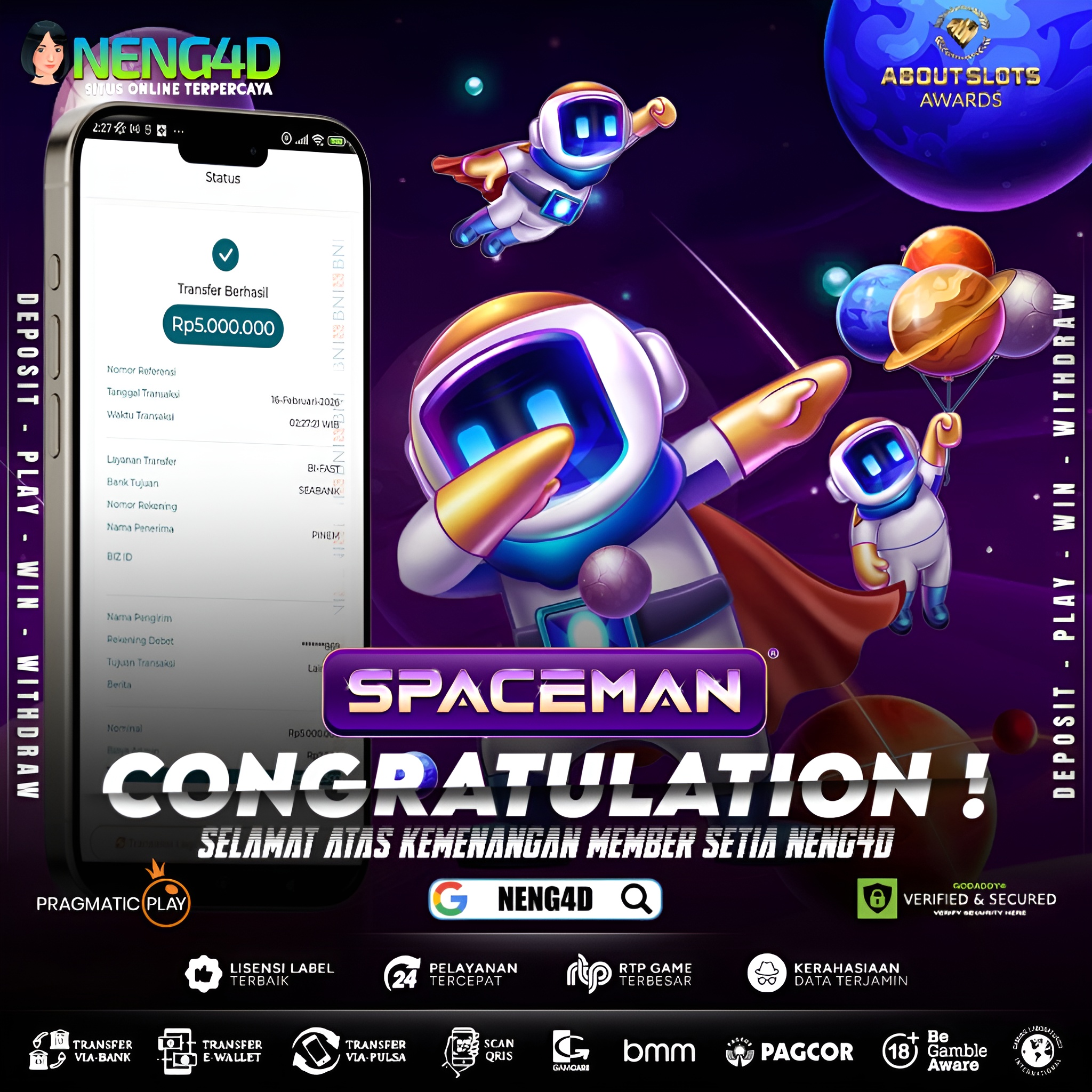 MENANG 5JT MAIN DI LIVE GAMES SPACEMAN PRAGMATIC PLAY