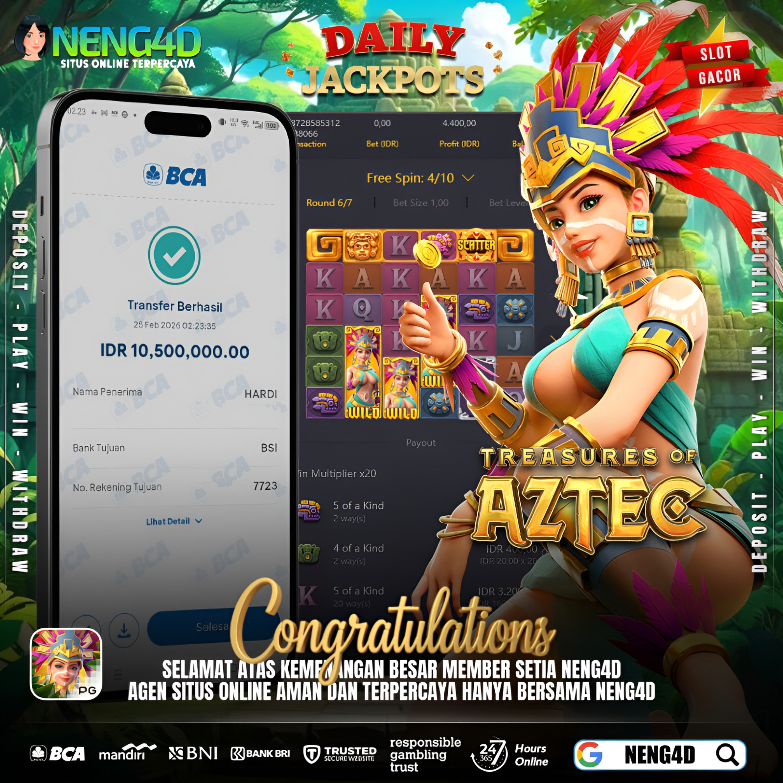 JACKPOT DI TREASURE OF AZTEC NENG4D