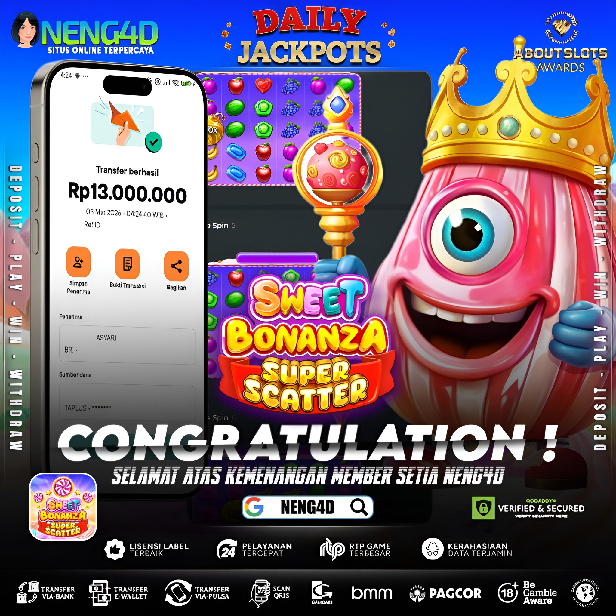 MENANG 13JT MAIN DI SWEET BONANZA SUPER SCATTER PRAGMATIC PLAY