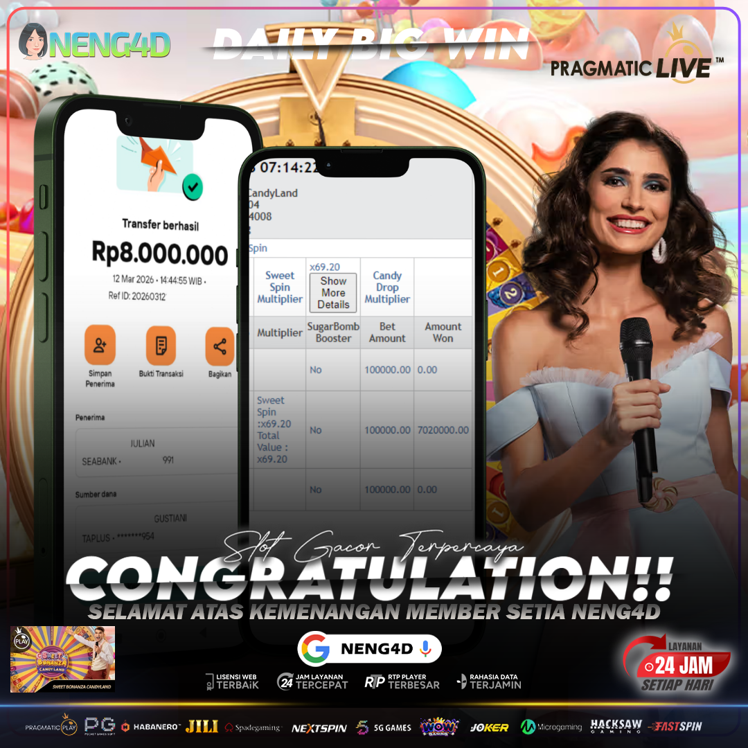 MANISNYA KEMENANGAN! SWEET BONANZA CANDYLAND HADIAHKAN 8 JUTA DI NENG4D