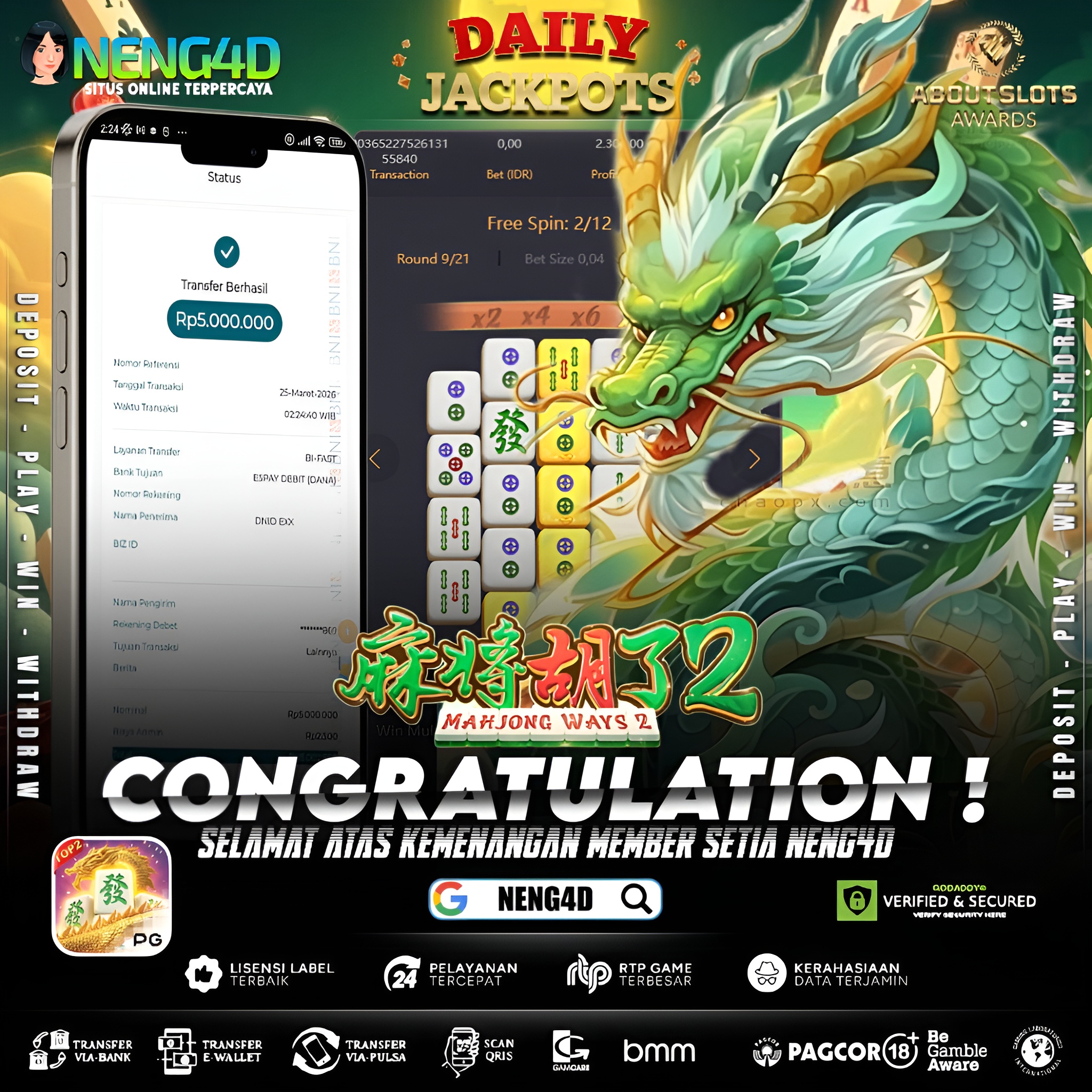 KEMENANGAN 5 JUTA DI MAHJONG WAYS 2