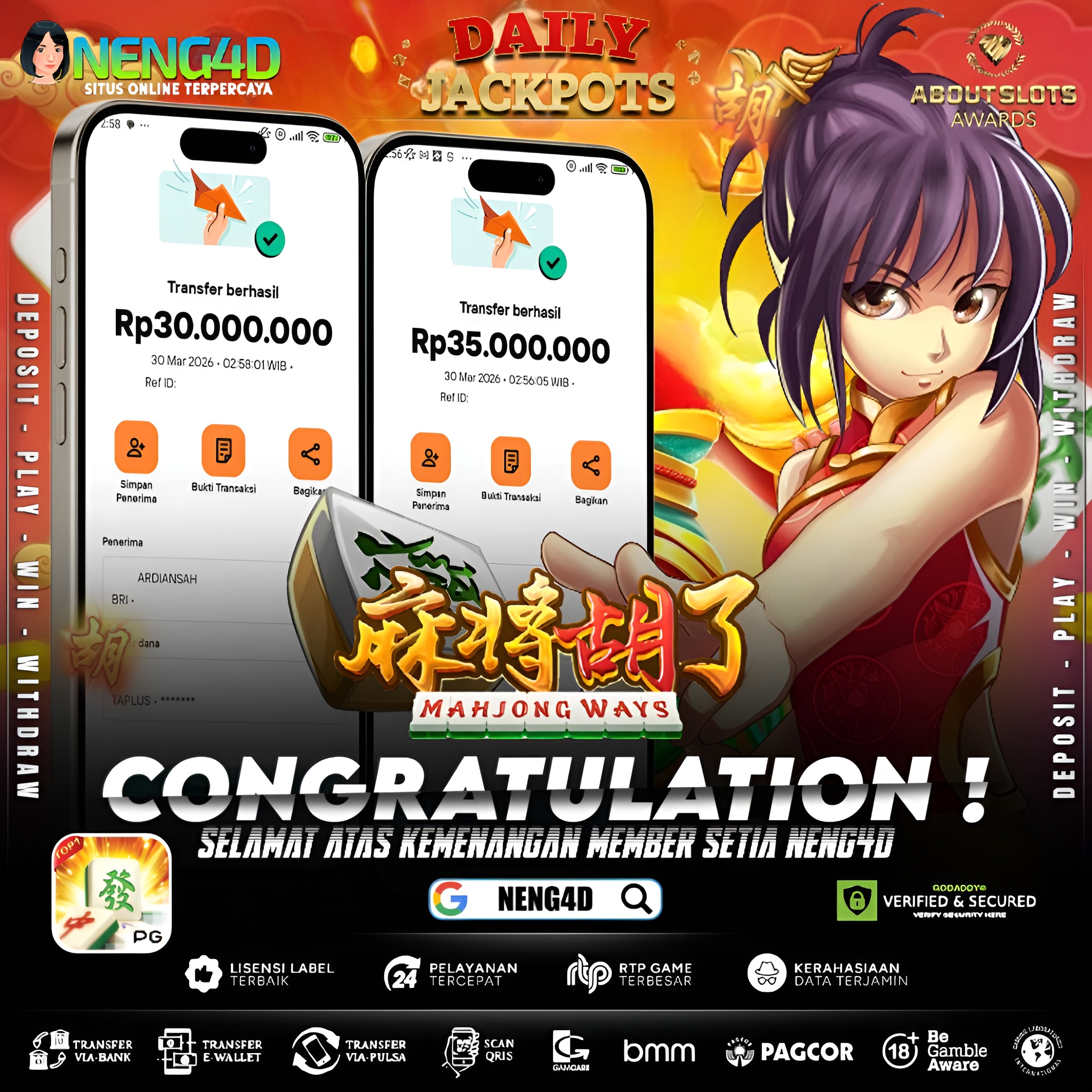 KEMENANGAN 65 JUTA DI MAHJONG WAYS