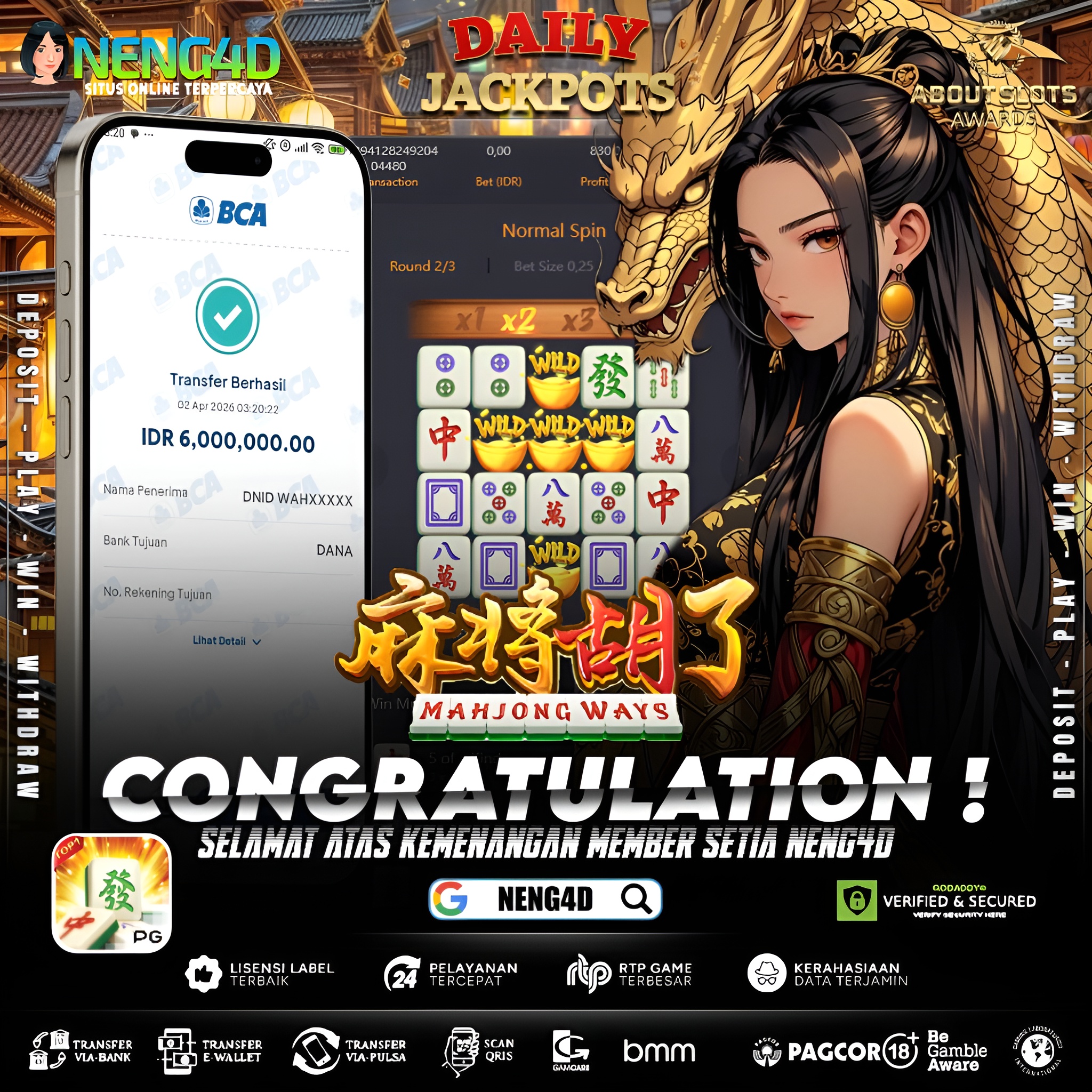 KEMENANGAN 6 JUTA DI MAHJONG WAYS
