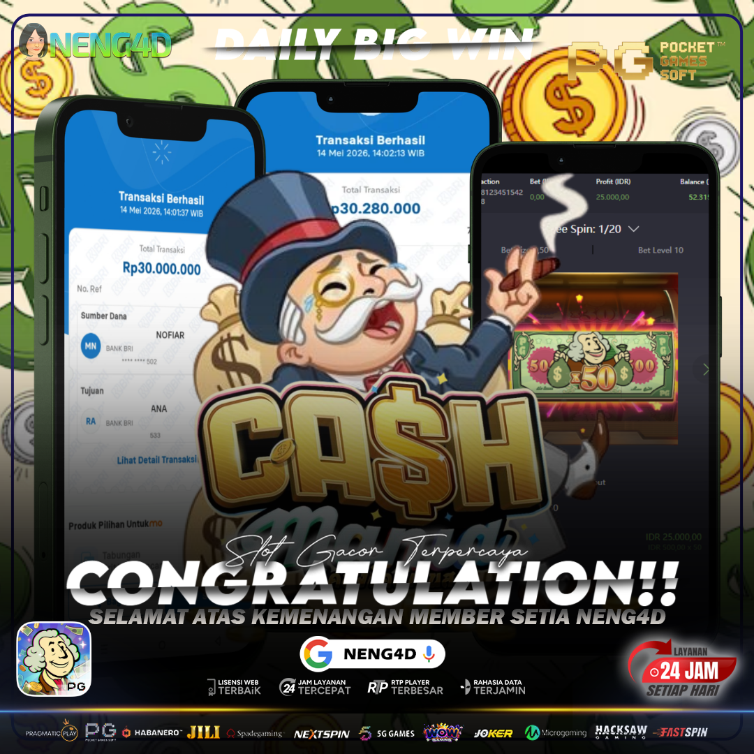 JACKPOT GILA! BET 50RB BERHASIL WD 60 JUTA DI CASH MANIA BERSAMA NENG4D