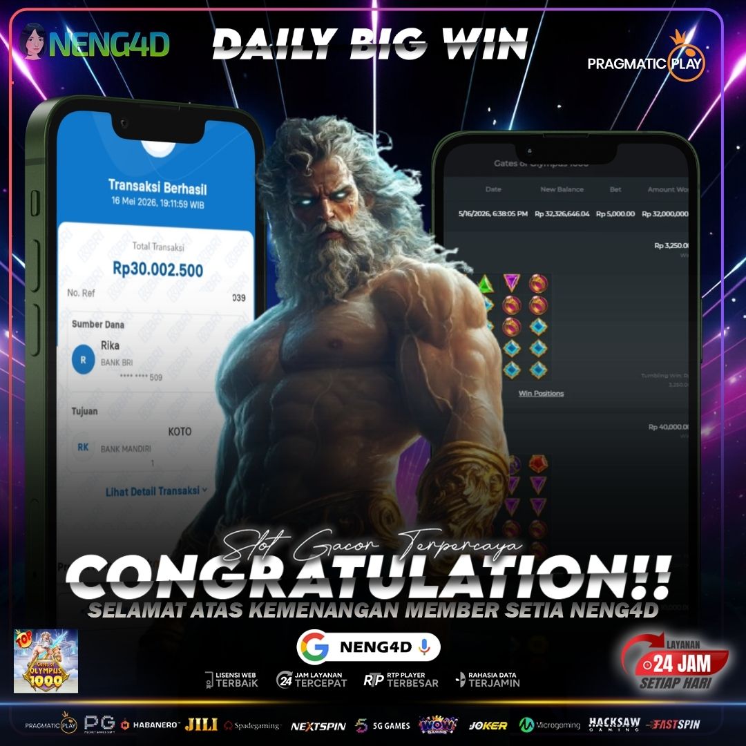 PECAH KALI 500 DI OLYMPUS 1000: MEMBER NENG4D BET 5RB RAIH 30 JUTA RUPIAH