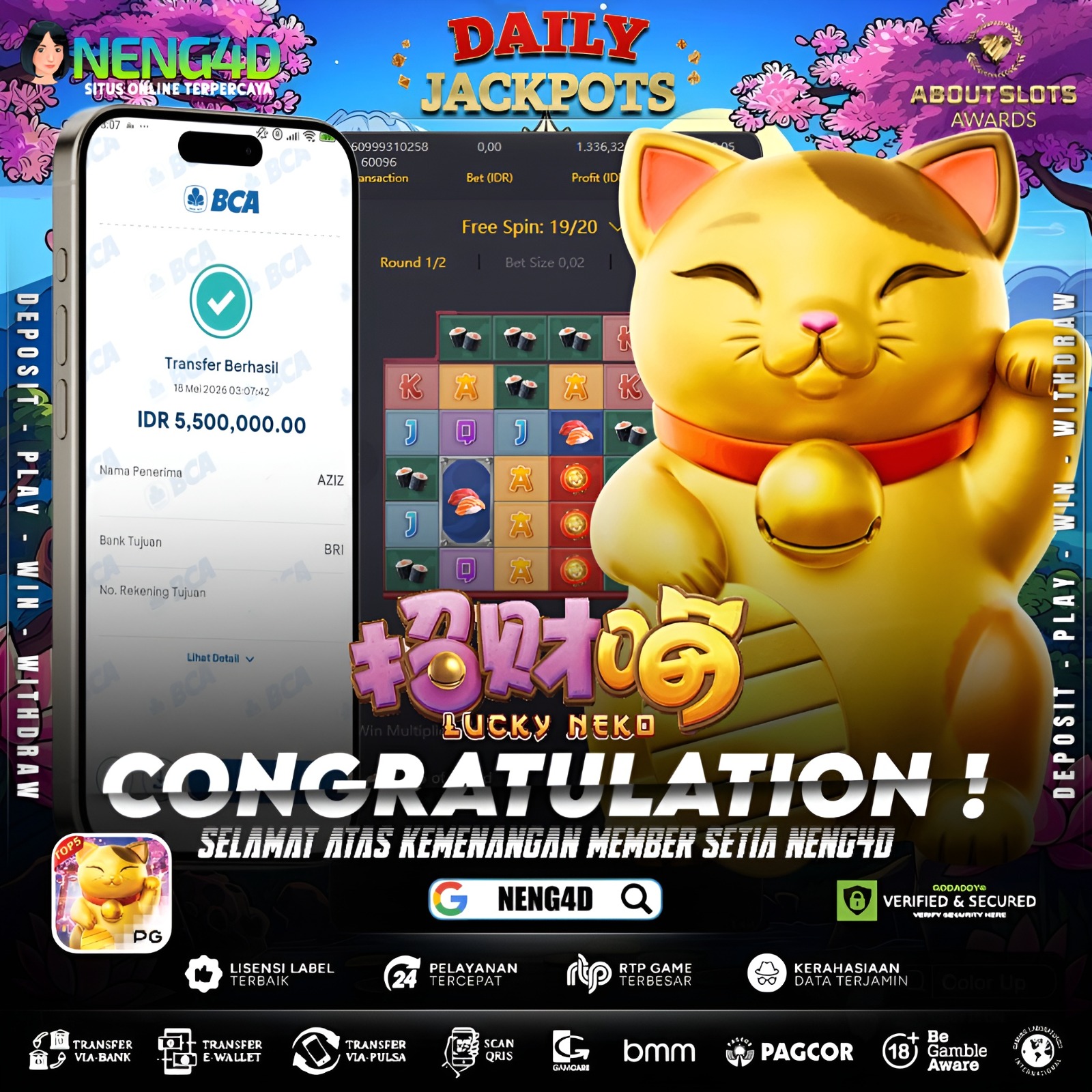 MENANG 5JT MAIN DI LUCKY NEKO PG SOFT