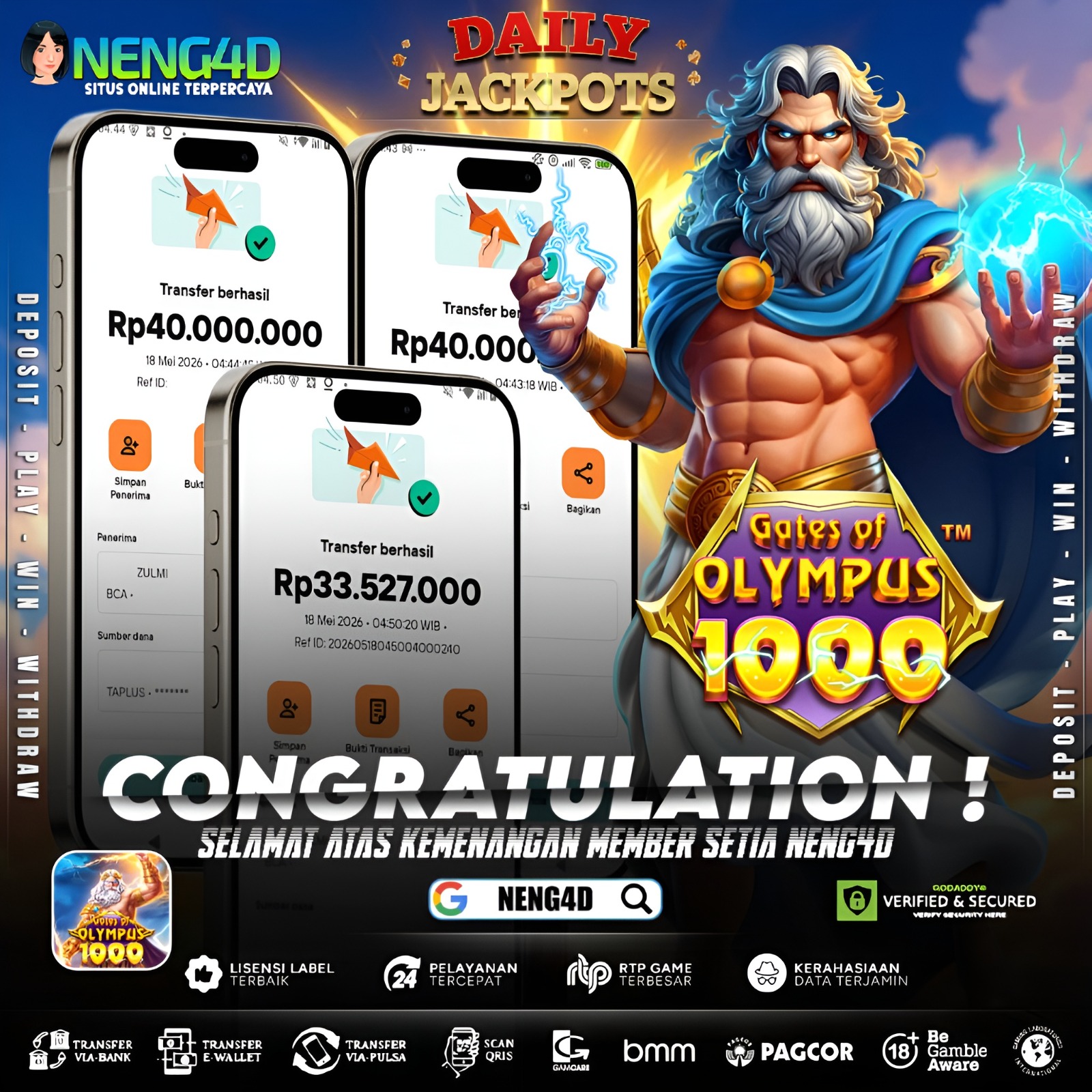 MENANG 112JT MAIN DI GATES OF OLYMPUS 1000 PRAGMATIC PLAY