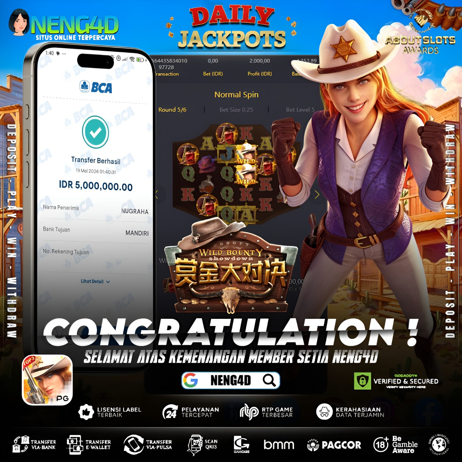 MENANG 5JT MAIN DI WILD BOUNTY SHOWDOWN PG SOFT
