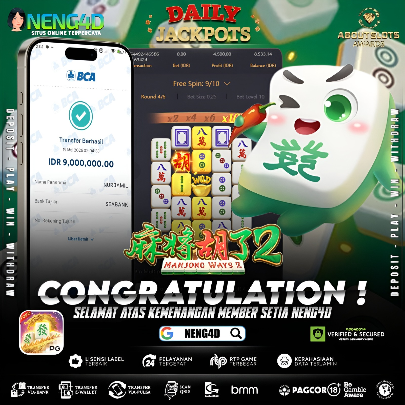 MENANG 9JT MAIN DI MAHJONG WAYS 2 PG SOFT