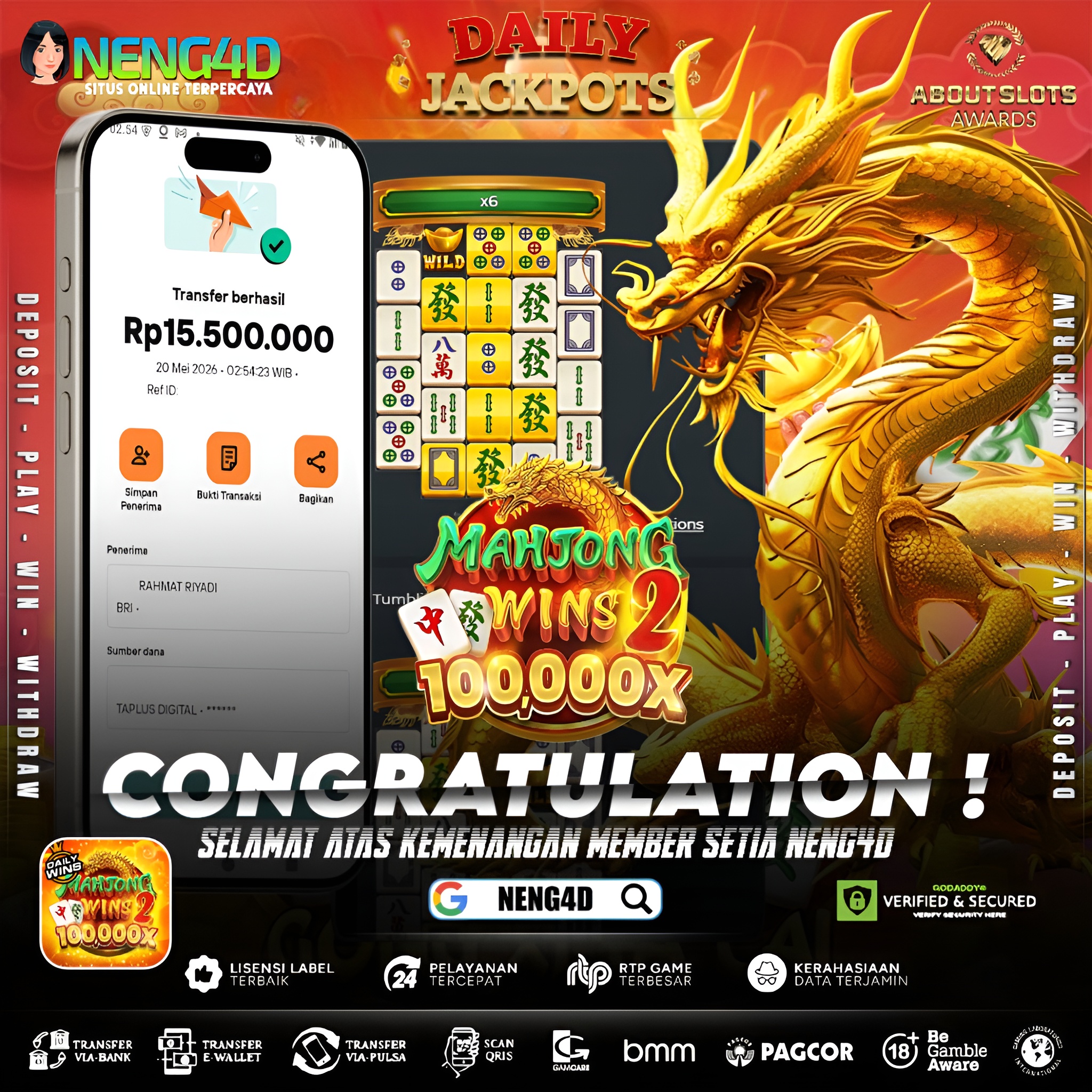 MENANG 15JT MAIN DI MAHJONG WINS 2