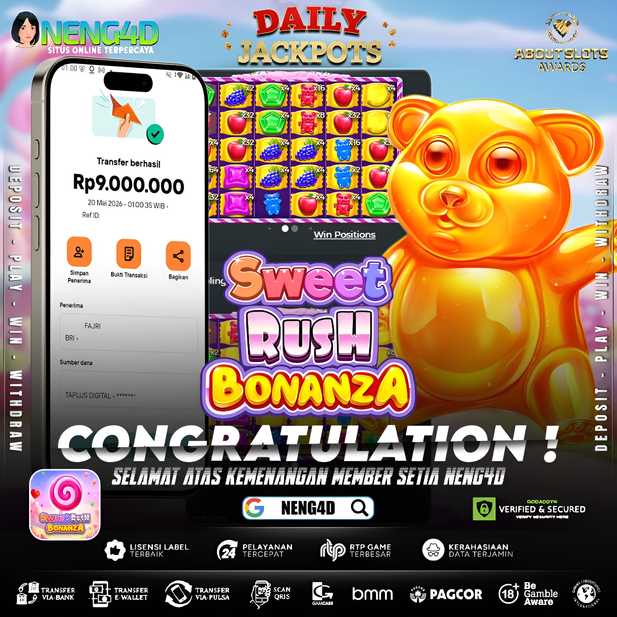 MENANG 9JT MAIN DI SWEET RUSH BONANZA
