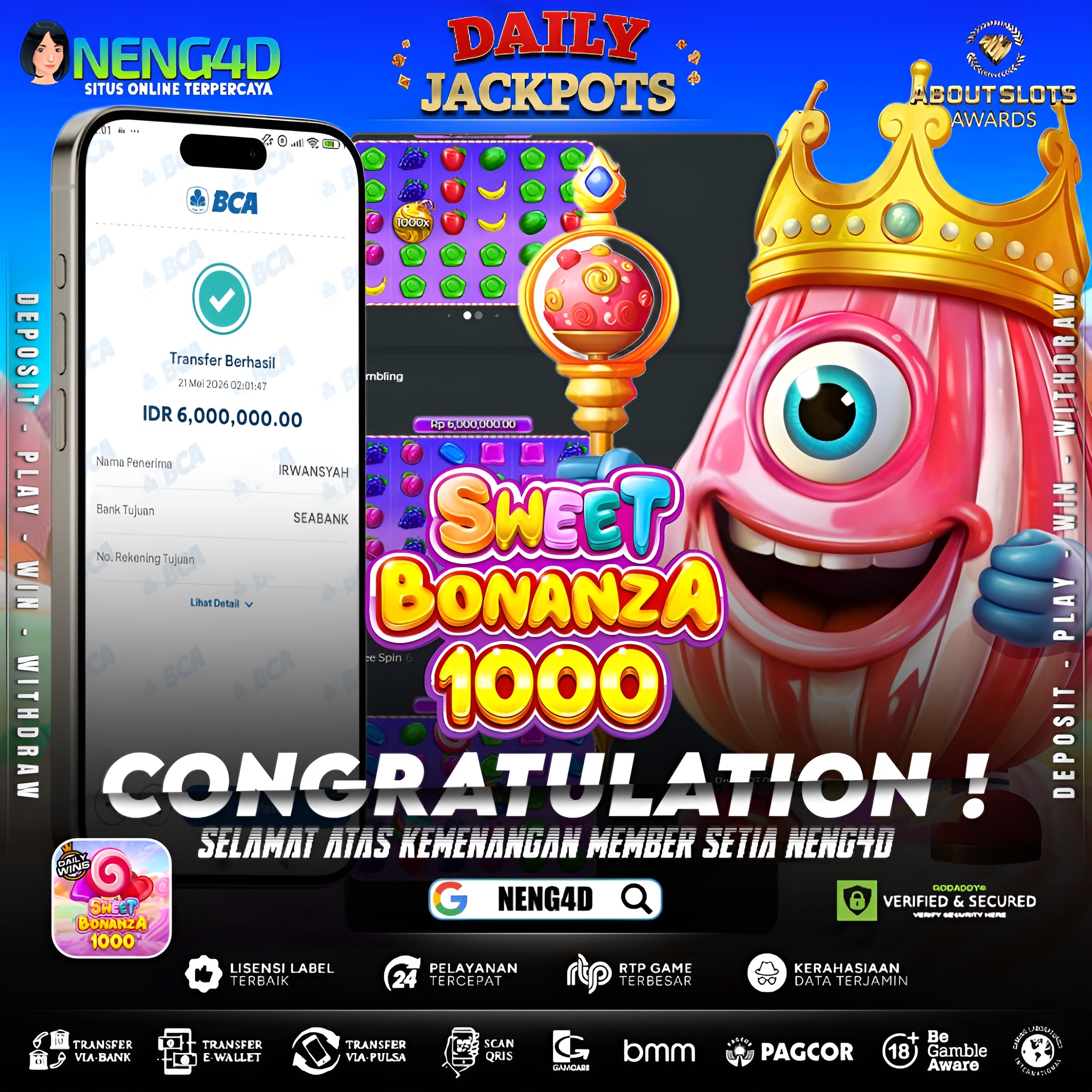 MENANG 6JT MAIN DI SWEET BONANZA 1000 PRAGMATIC PLAY