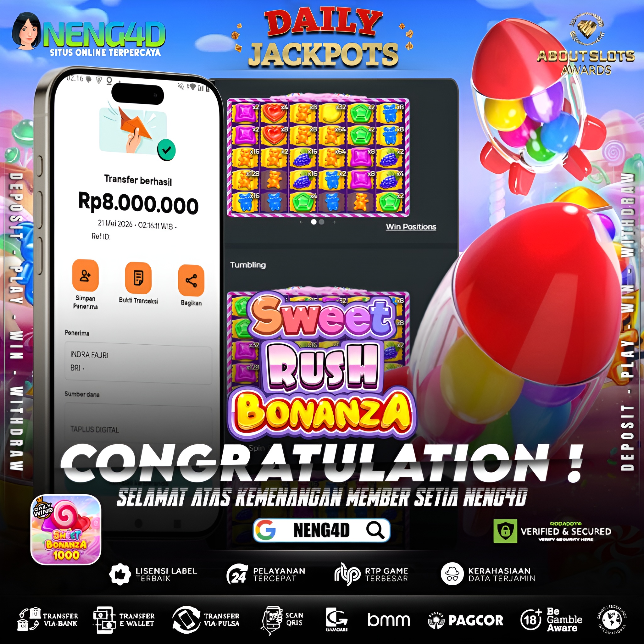 MENANG 8JT MAIN DI SWEET RUSH BONANZA PRAGMATIC PLAY